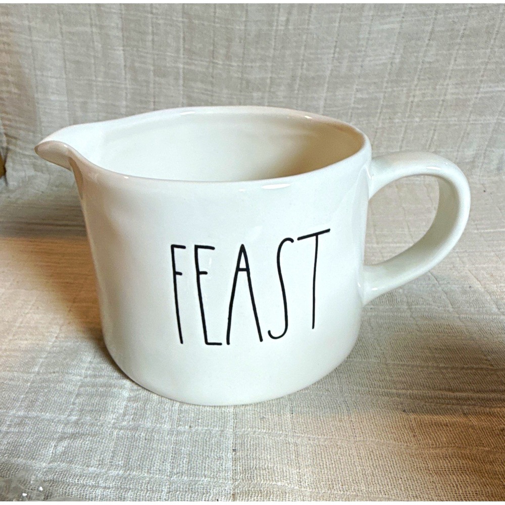 Rae Dunn Artisan Collection by Magenta FEAST Text Ceramic Pitcher White no tags